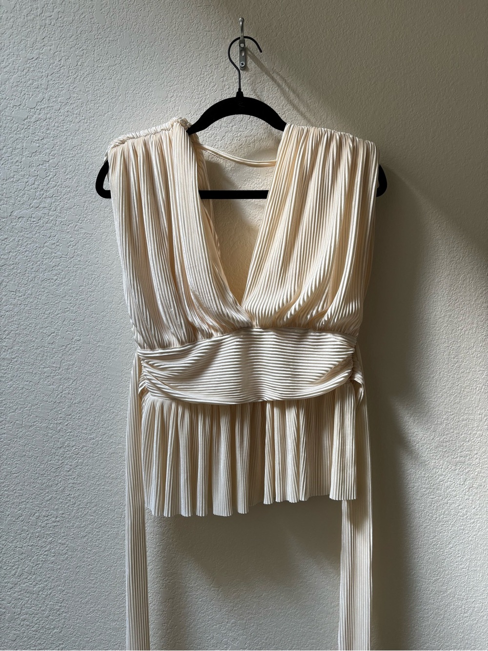 Lush Ivory Pleated V-Neck Wrap Camisole